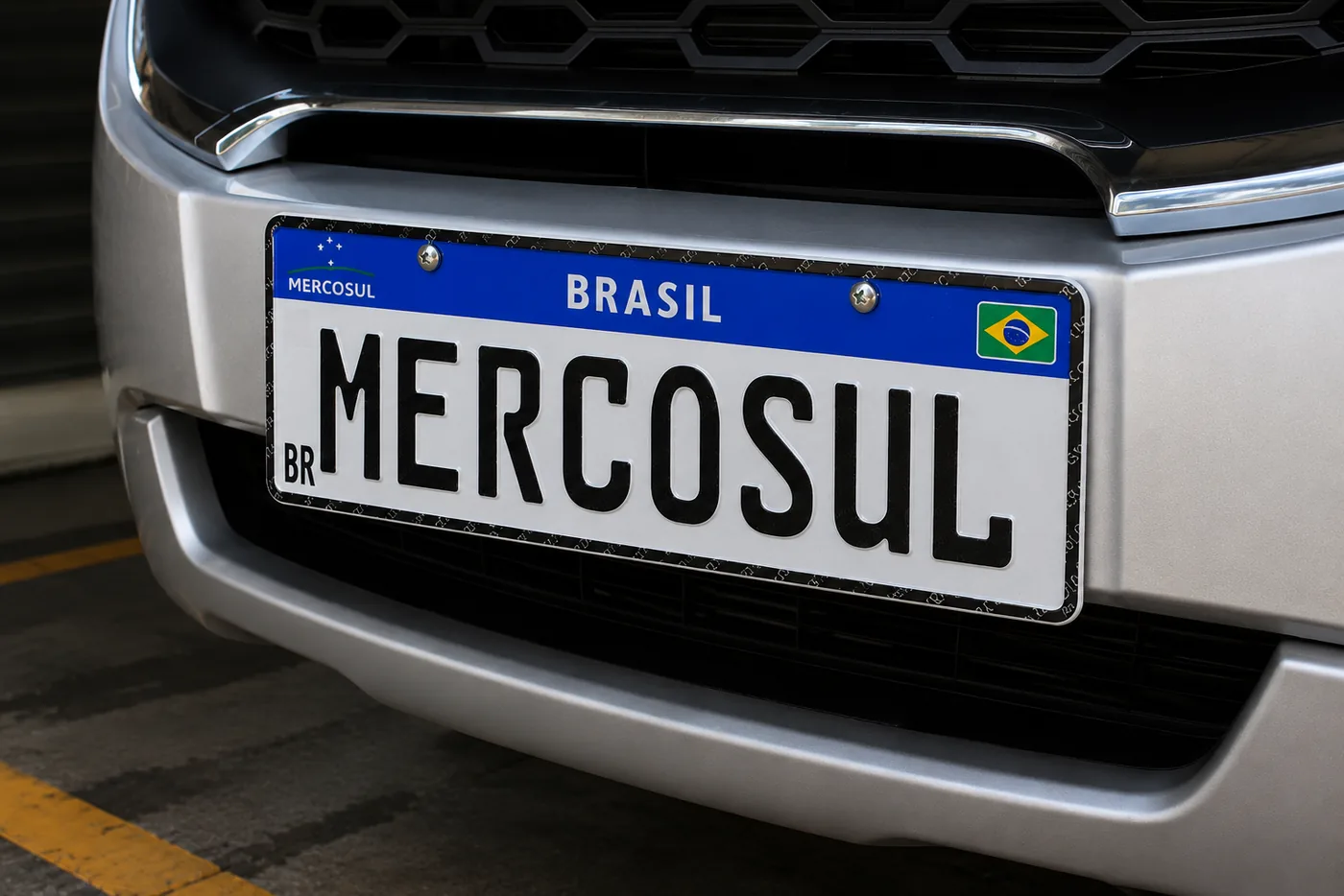 Carro com placa padrão Mercosul instalada